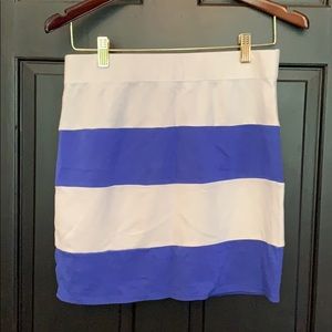 Aqua blue white striped skirt M/L